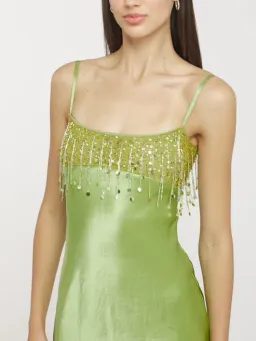 Asta Resort Yasmin Hand Beaded Mini Dress in Chartreuse Size Small / AU 8  for rent on The Volte - image 2