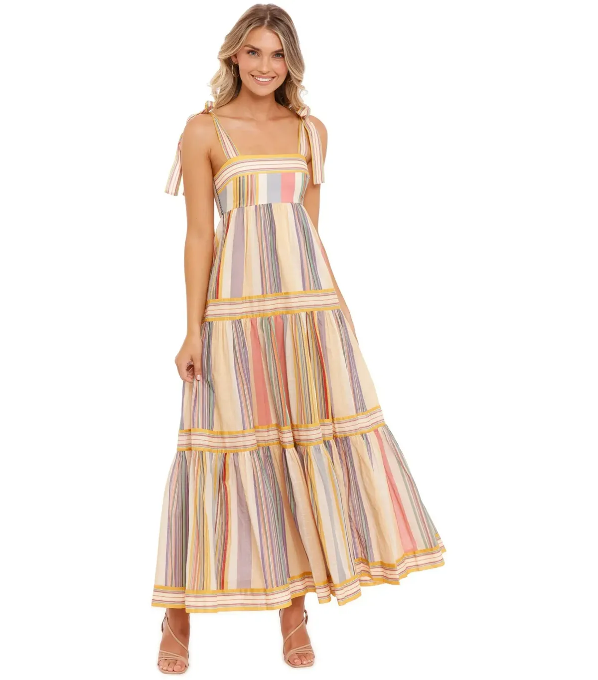Zimmermann Mae Striped Cotton Maxi Dress in Multi Stripe Size 0 / AU 8 - Image 1