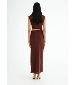 Benni Henri Twist Maxi Dress Chocolate Size AU 6 for rent on The Volte - image 3