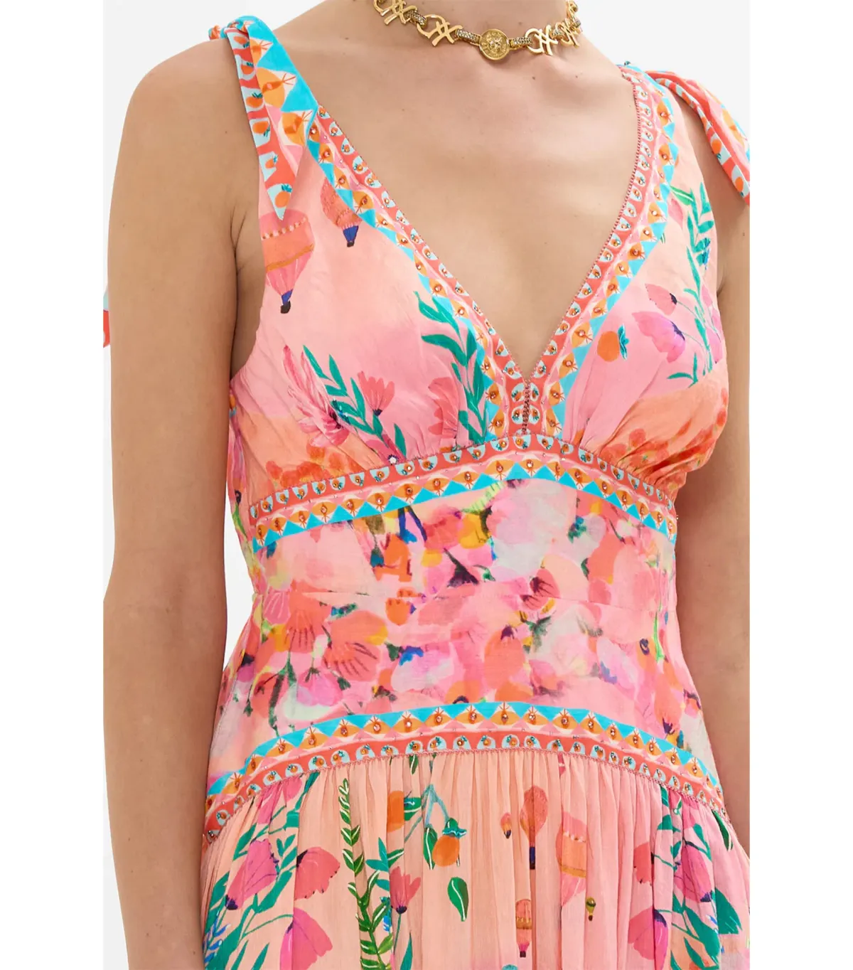 Camilla Tie Shoulder Dress in Sister Sunset Size AU 10 - Image 4