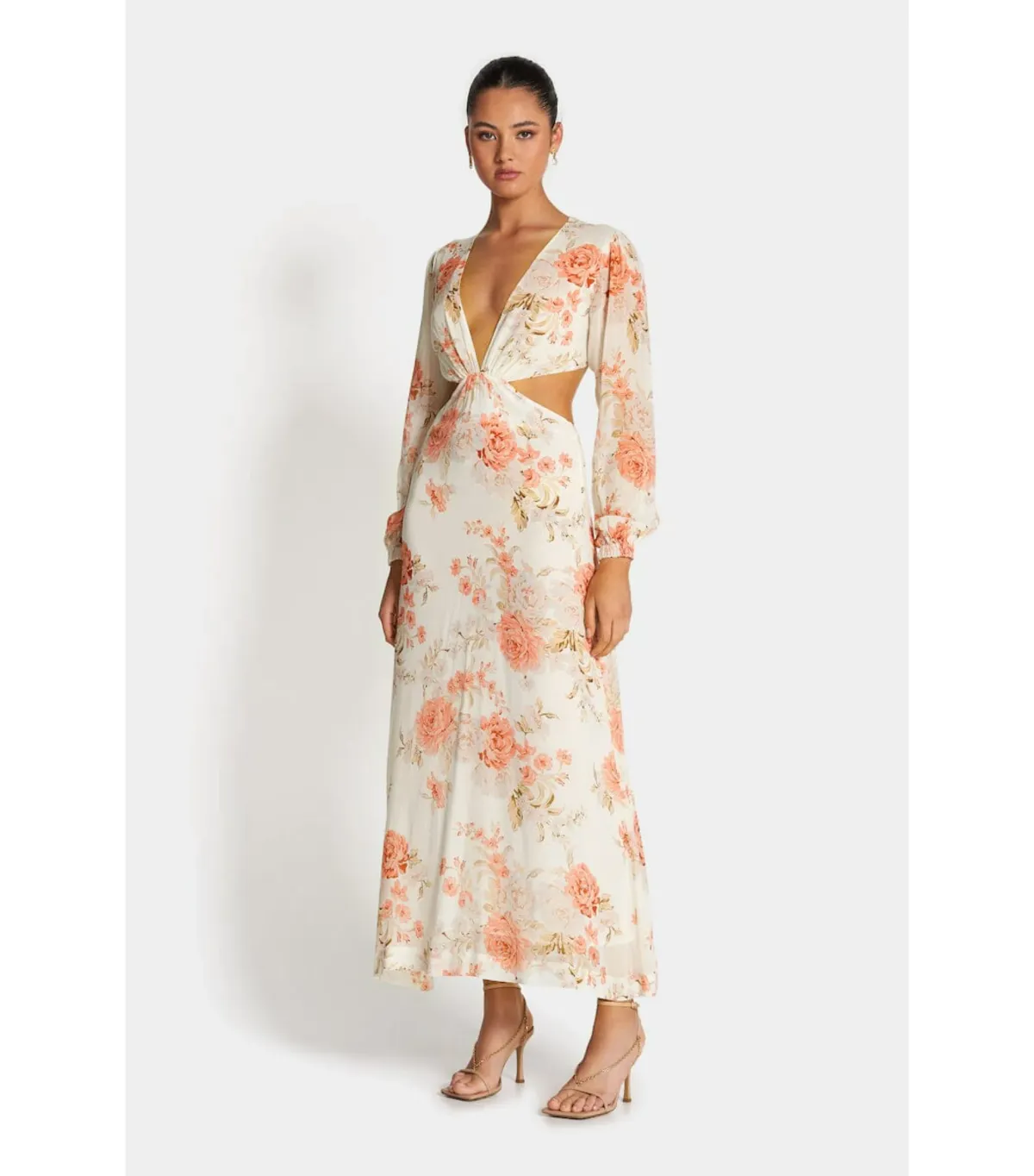 Sofia The Label Sara Open Back Midi Dress Rose White Size AU 8 - Image 1