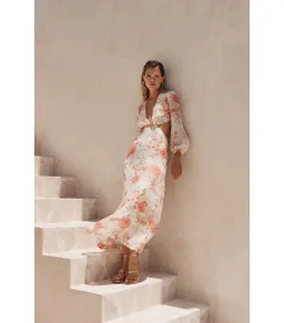 Sofia The Label Sara Open Back Midi Dress Rose White Size AU 8 for rent on The Volte - image 4