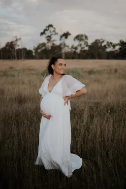 Joslin Studio Julianna Linen Ramie Maxi Dress Optical White Size 8 for rent on The Volte - image 5