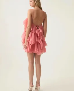 Aje Pandorea Layered Mini Dress in Washed Coral Size 8 for rent on The Volte - image 3