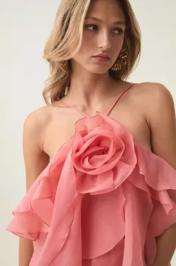 Aje Pandorea Layered Mini Dress in Washed Coral Size 8 for rent on The Volte - image 2