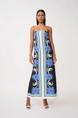 By Johnny Azure Granada Dress in Aqua Navy Ivory Size 12 for rent on The Volte - image 1