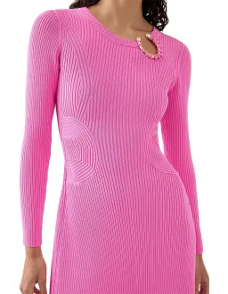 Aje Crescent Knit Midi Dress in Protea Pink Size 8 for rent on The Volte - image 2