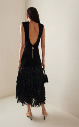 Aje Rushes Raffia Maxi Dress Black Size 6 for rent on The Volte - image 2
