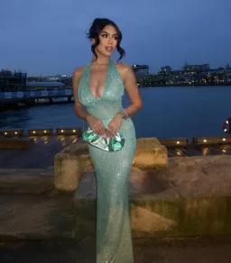 Maelle Paris Shimmer Maxi Gown Emerald Size S / AU 8 for rent on The Volte - image 4