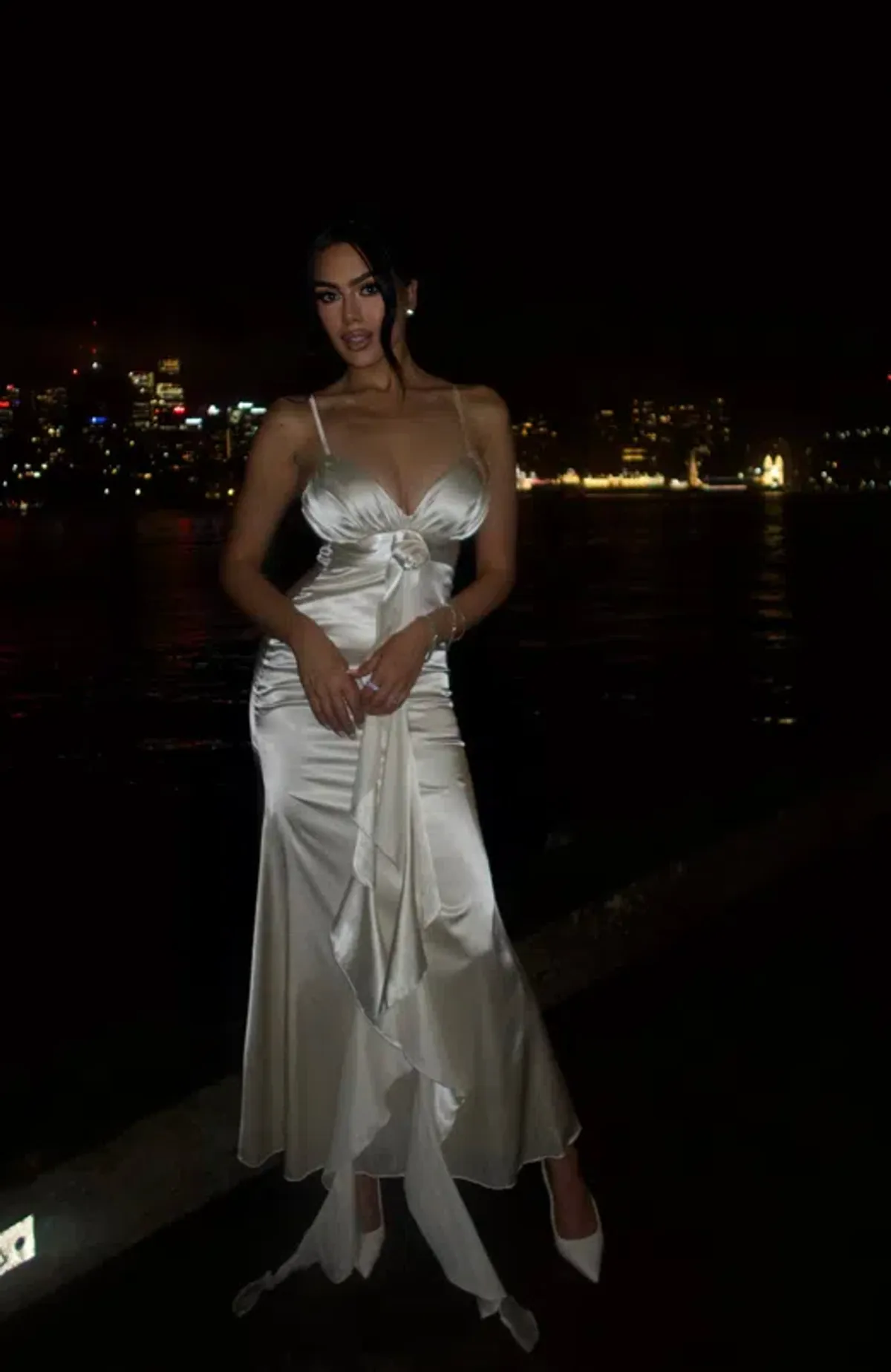 Maelle Paris Champagne Floral Twist Dress Cream Size Small / AU 8 - Image 5