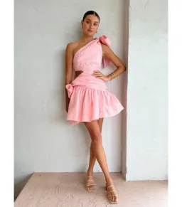 Alemais Aria One Shoulder Mini Dress in Quartz Size AU 12 for rent on The Volte - image 1