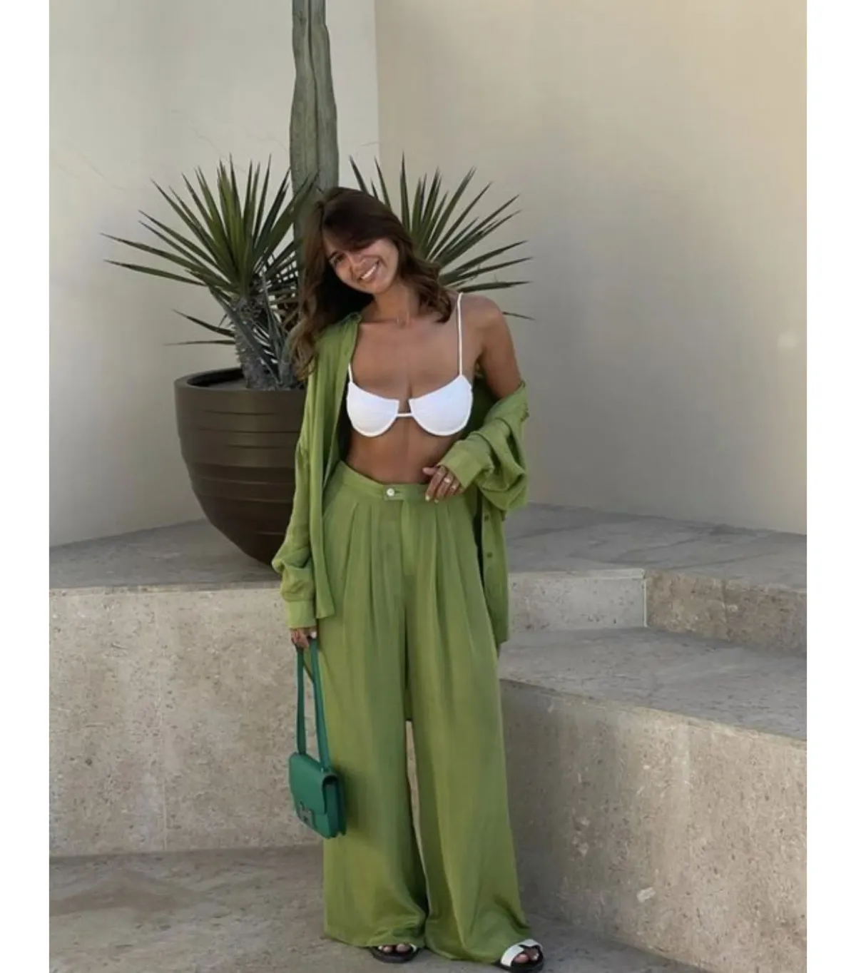 Posse The Label Frankie Top Size AU XS and Pant Size AU 10 Set Green - Image 3