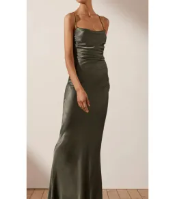 Shona Joy La Lune Lace Back Maxi Dress Olive Size AU 8 for rent on The Volte - image 2