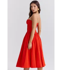 House Of CB Elizabeth Strapless Midi Sundress Italian Tomato Size XS / AU 6  for rent on The Volte - image 3