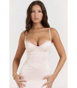 House Of CB Stefania Corset Maxi Dress Soft Peach Size AU 10 for rent on The Volte - image 2