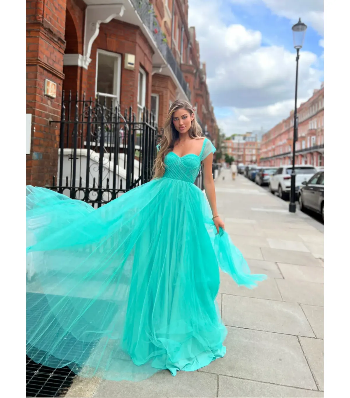 Jadore JX6028 Tulle Dress in Aqua Size AU 6 - Image 1