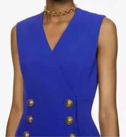 Balmain Double Breasted Midi Wrap Dress Size 12/L for rent on The Volte - image 4