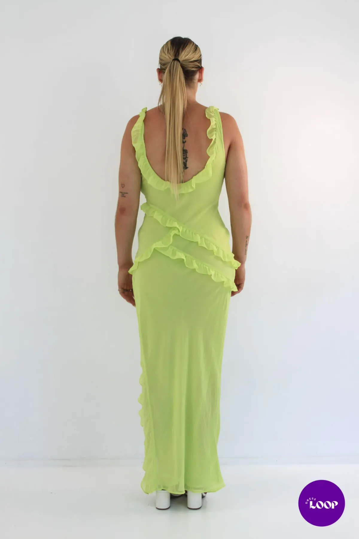 House of CB Pixie Ruffle Maxi Dress Lime Size XS / AU 6 - Image 4
