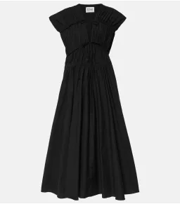 Tove Ceres Gathered Cotton Midi Dress Black Size AU 14 for rent on The Volte - image 5