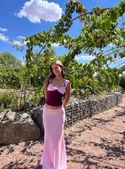 I am Delilah Scarlett Corset and Maxi Skirt Set in Berry Size AU 6  for rent on The Volte - image 3