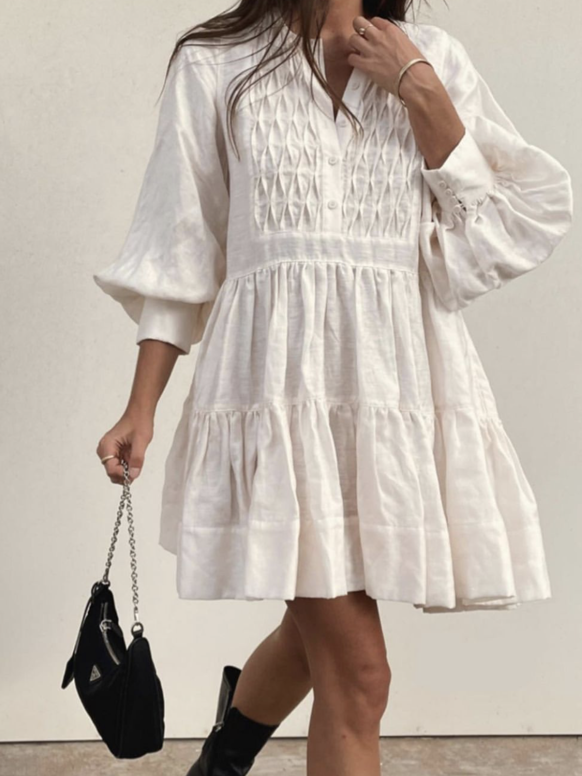 Shona Joy Margaux Linen Tuxedo Dress White Size 10 - Image 2