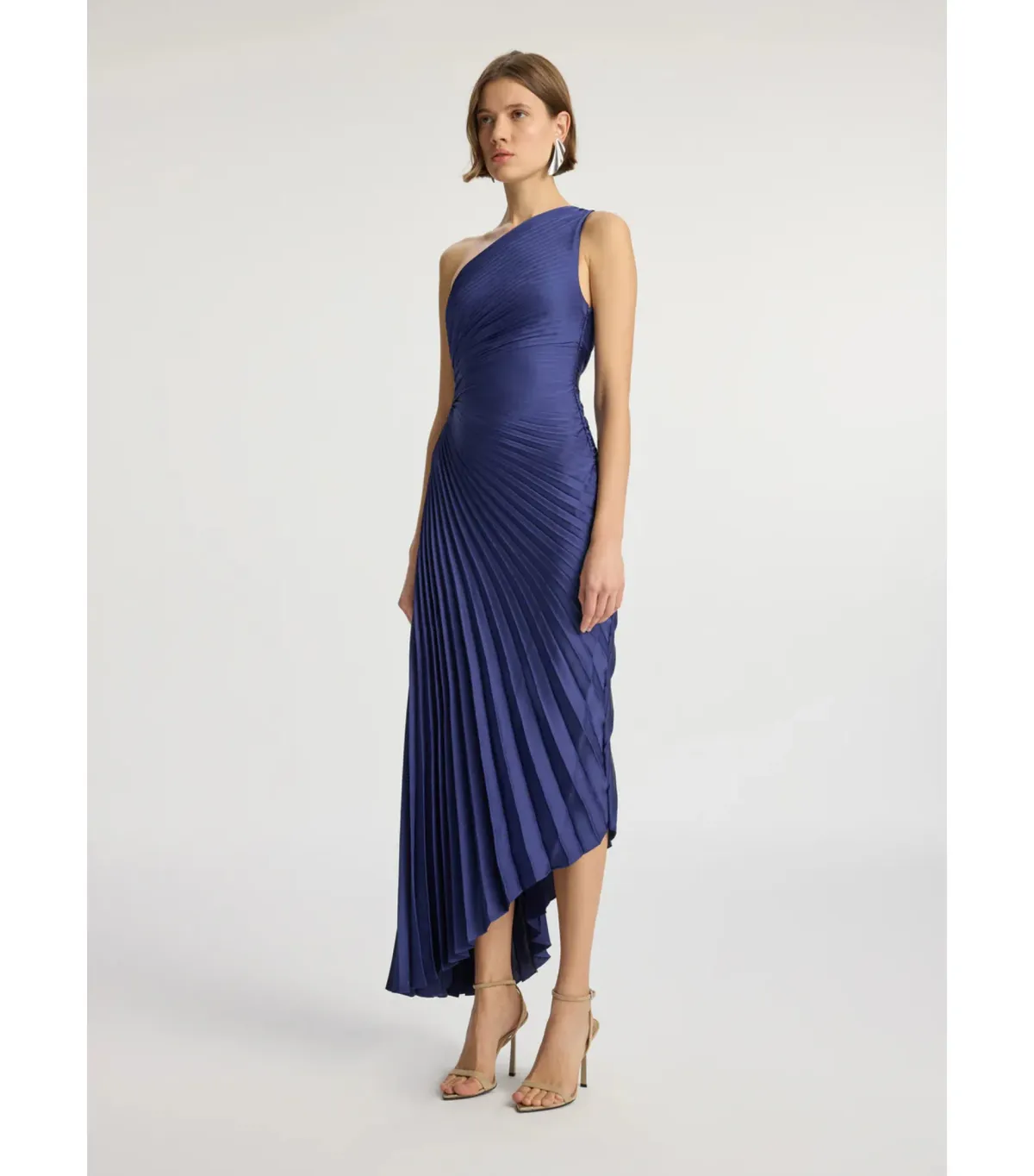 A.L.C. Delfina Satin Pleated Dress Riviera Size AU 6 - Image 4