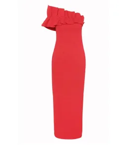Mossman Soft Spoken Midi Dress Red Size AU 8 for rent on The Volte - image 8