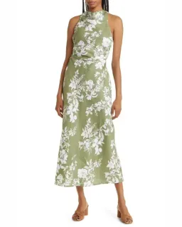 Reformation Casette Linen Dress Midi Linen Dress Floral Size AU 8 for rent on The Volte - image 1