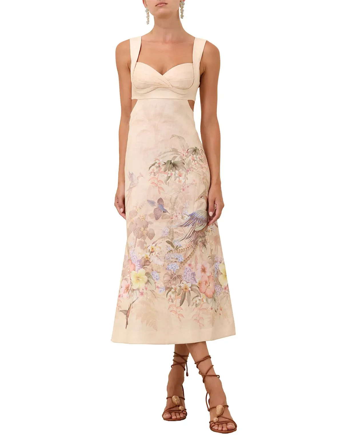 Zimmermann Illuminate Midi Dress in Ivory Tropical Size 1 / AU 10  - Image 2