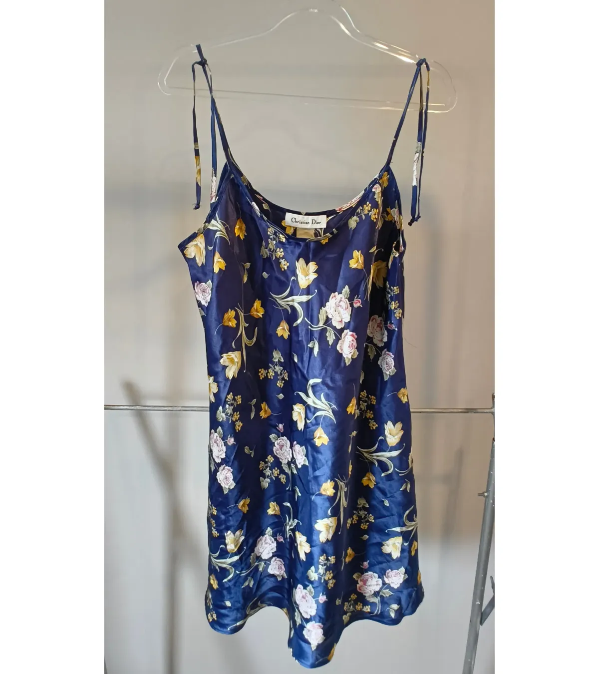 Christian Dior Vintage Floral Slip Dress Navy Blue Size Small / AU 8  - Image 2