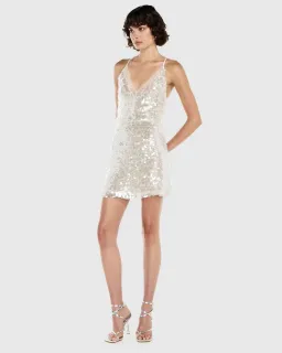 Manning Cartell Clear Statement Mini Dress in Stone Size 6 for rent on The Volte - image 1