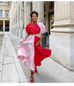 Aje Entwined Midi Dress Pink/Red Size 6 for rent on The Volte - image 1