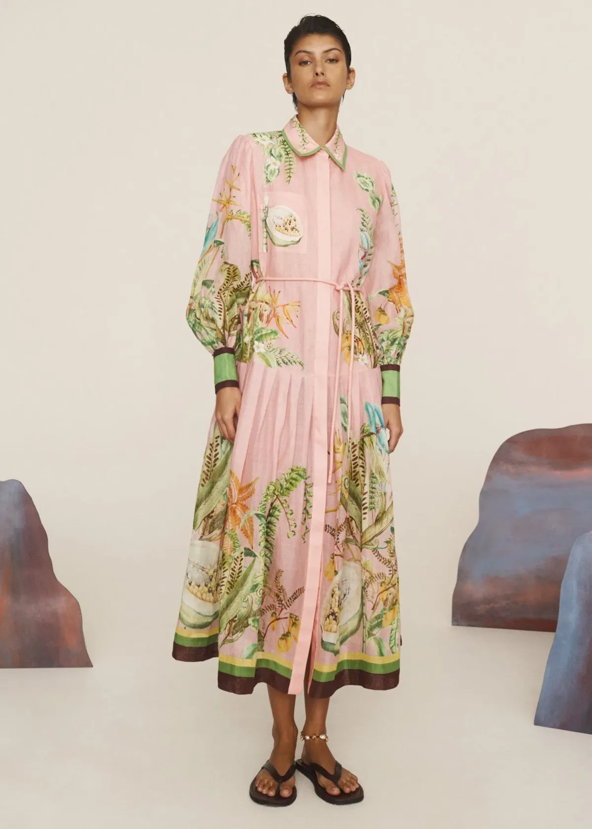 Alemais Papaya Shirtdress Pink Multi Size 14 - Image 1