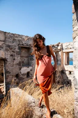 Sir the Label Halcyon Slip Midi Dress Brown/Pink Size 10  for rent on The Volte - image 3