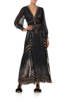 CAMILLA Silk Maxi Dress With Shaped Waistband Black Size S/Au 10  for rent on The Volte - image 1