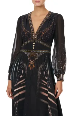 CAMILLA Silk Maxi Dress With Shaped Waistband Black Size S/Au 10  for rent on The Volte - image 4