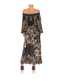 CAMILLA Off Shoulder Shirred Silk Maxi Dress Print Size S/Au 10  for rent on The Volte - image 2