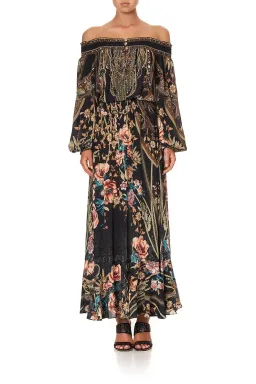 CAMILLA Off Shoulder Shirred Silk Maxi Dress Print Size S/Au 10  for rent on The Volte - image 3