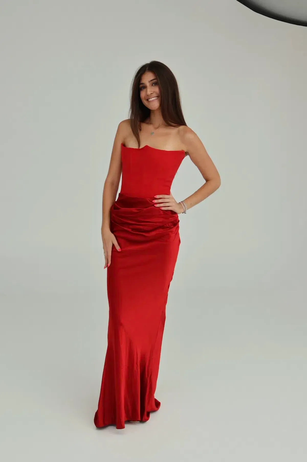 House of CB Persephone Strapless Corset Dress Red Size XS/AU 6  - Image 1