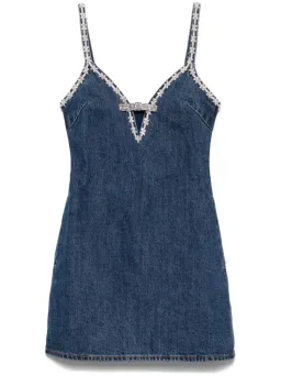Self Portrait Denim Strappy Mini Dress Blue Size 6 for rent on The Volte - image 4