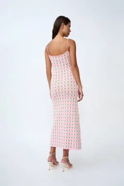 By Johnny Remy Checker Knit Midi Dress Pink Multi Size S / AU 8 for rent on The Volte - image 3