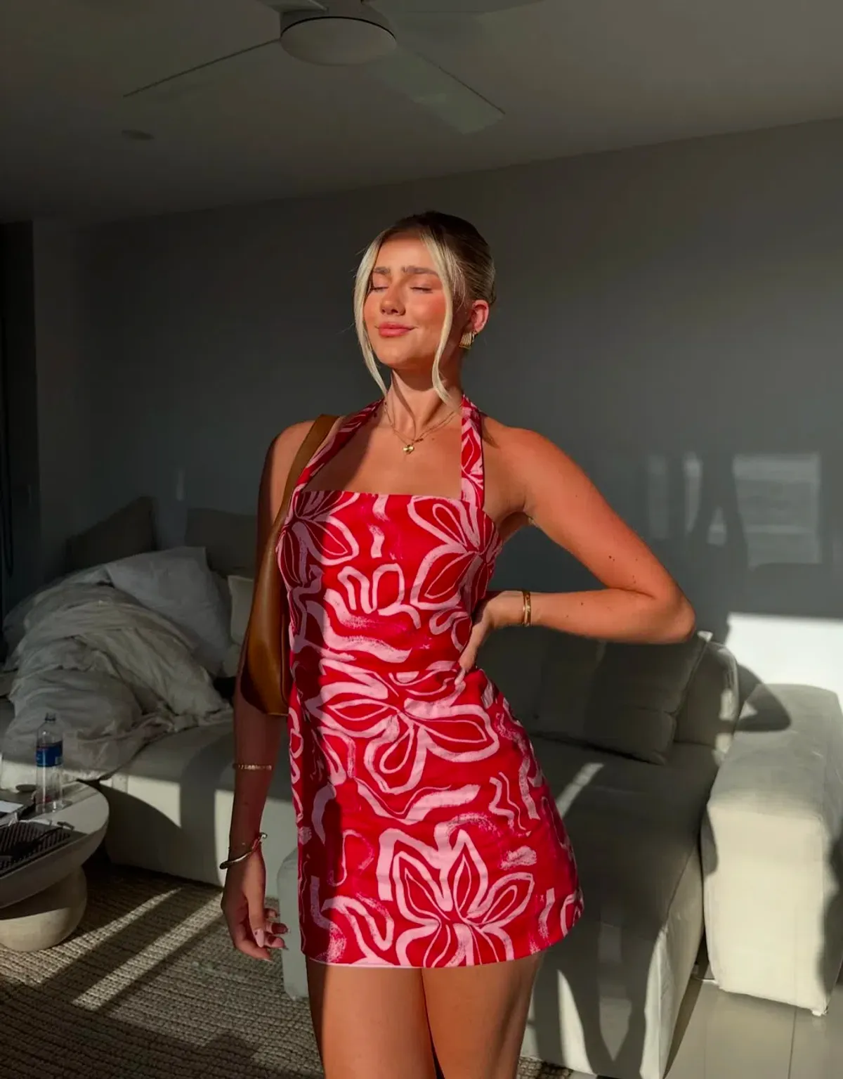 Kookai Soley Rouched Mini Dress Pink/Red Size 8 - Image 5