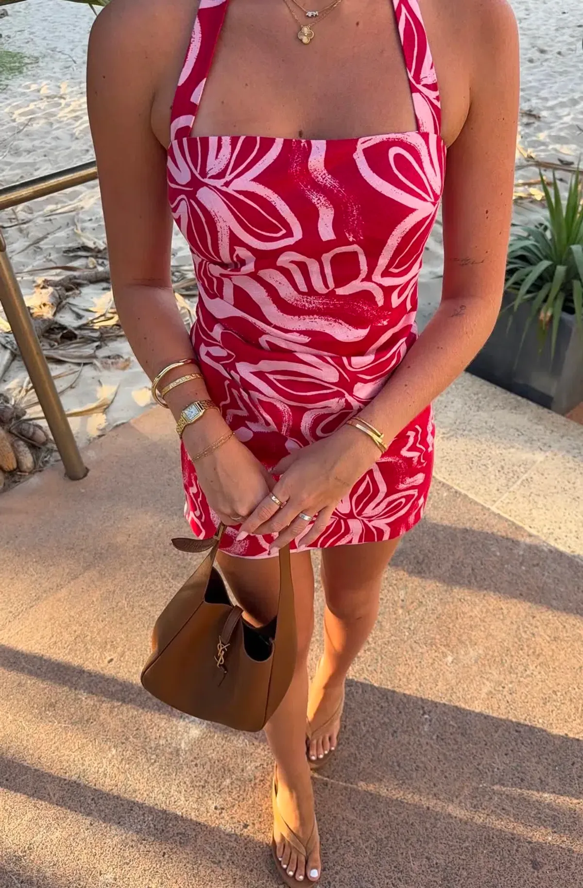 Kookai Soley Rouched Mini Dress Pink/Red Size 8 - Image 2