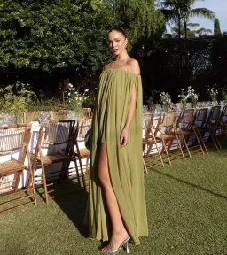 Sass & Bide Claret Maxi Dress Olive Green Size AU 6 for rent on The Volte - image 1