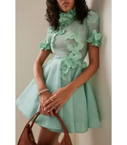Zimmermann High Tide Lift Off Flower Mini Dress Mint Size 1 / AU 10  for rent on The Volte - image 2