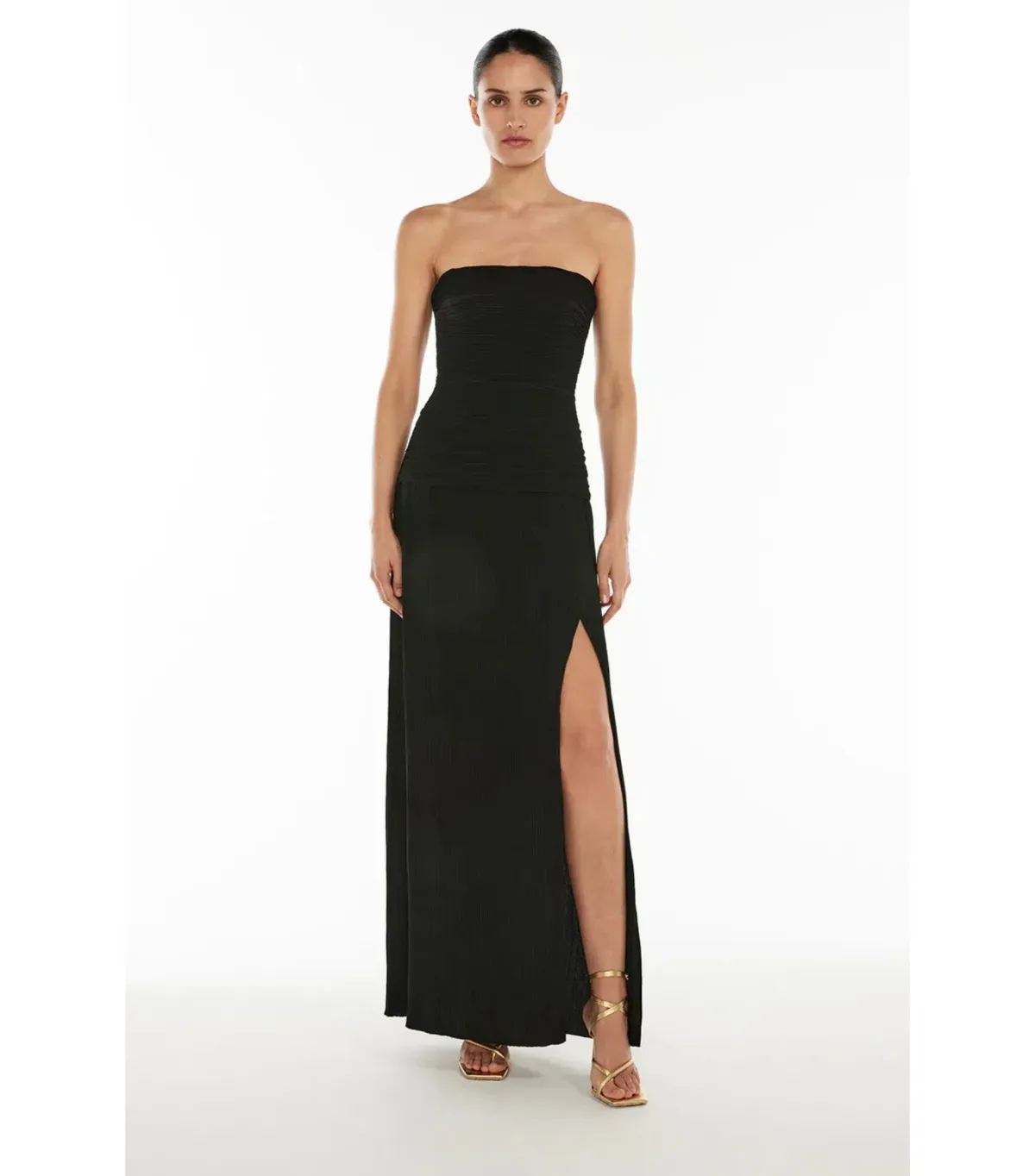 Manning Cartell Double Time Pleat Strapless Dress Black Size AU 8 - Image 1