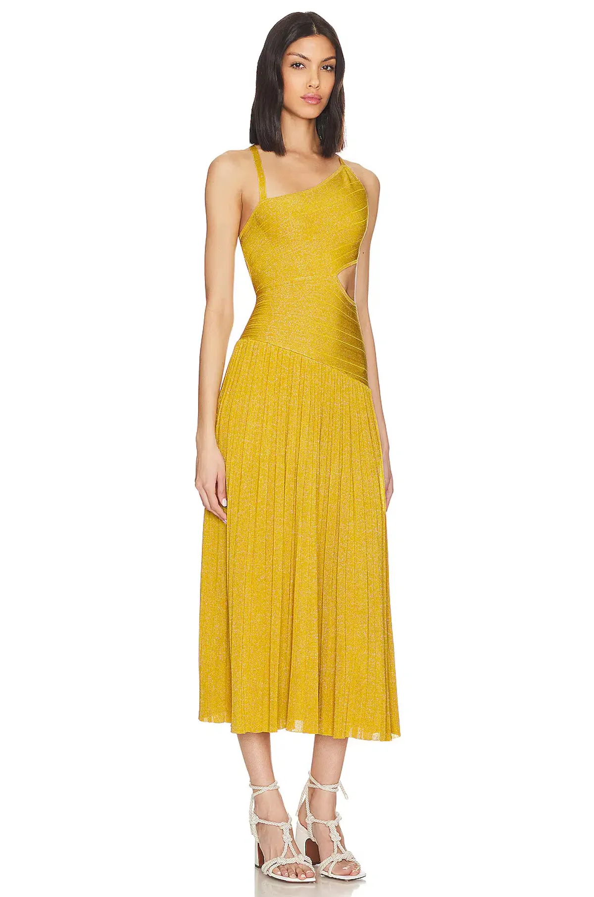 Zimmermann Devi Lurex Midi Dress in Mustard Yellow Size 1 / AU 10 - Image 2