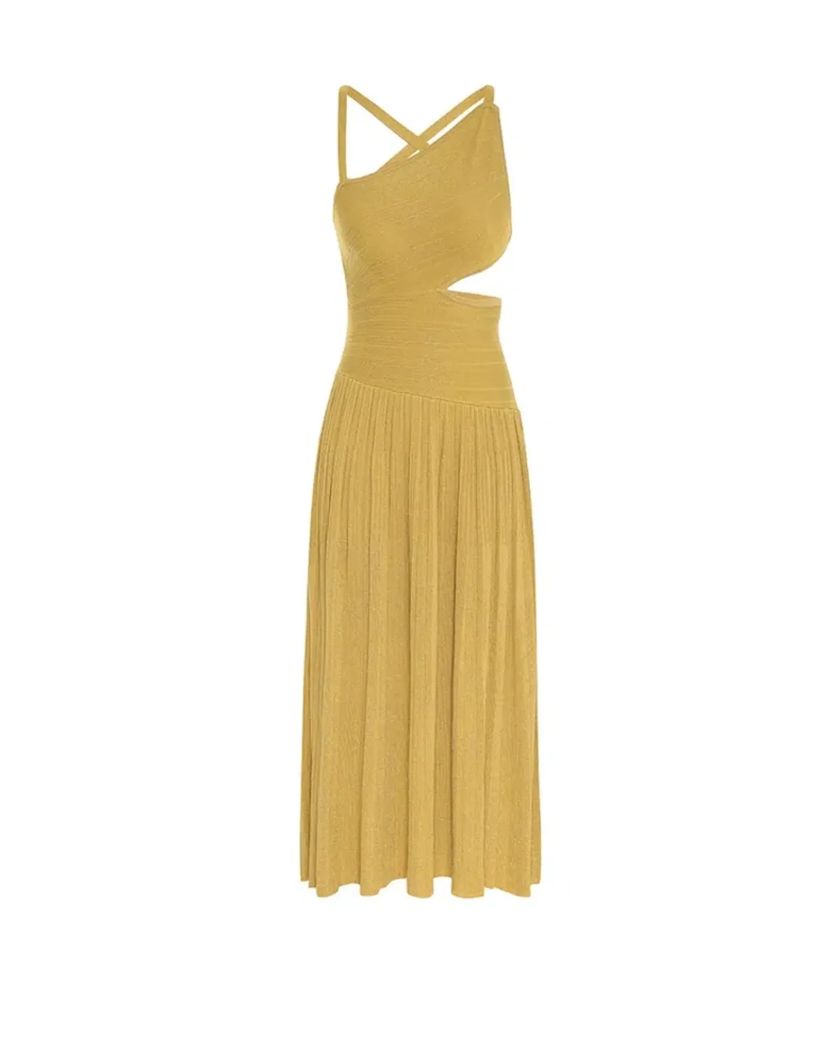 Zimmermann Devi Lurex Midi Dress in Mustard Yellow Size 1 / AU 10 - Image 5