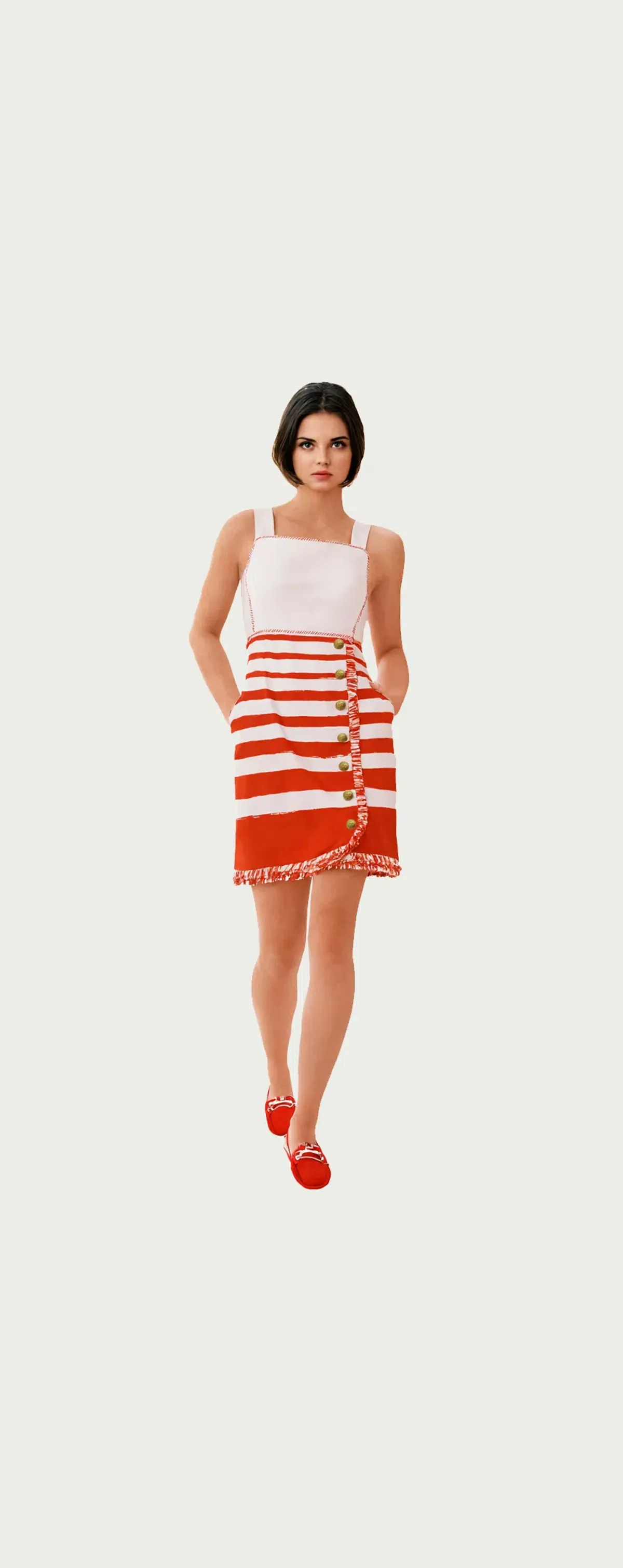 Zimmermann Postcard Boatneck Mini Dress White/Red Size 14 - Image 1