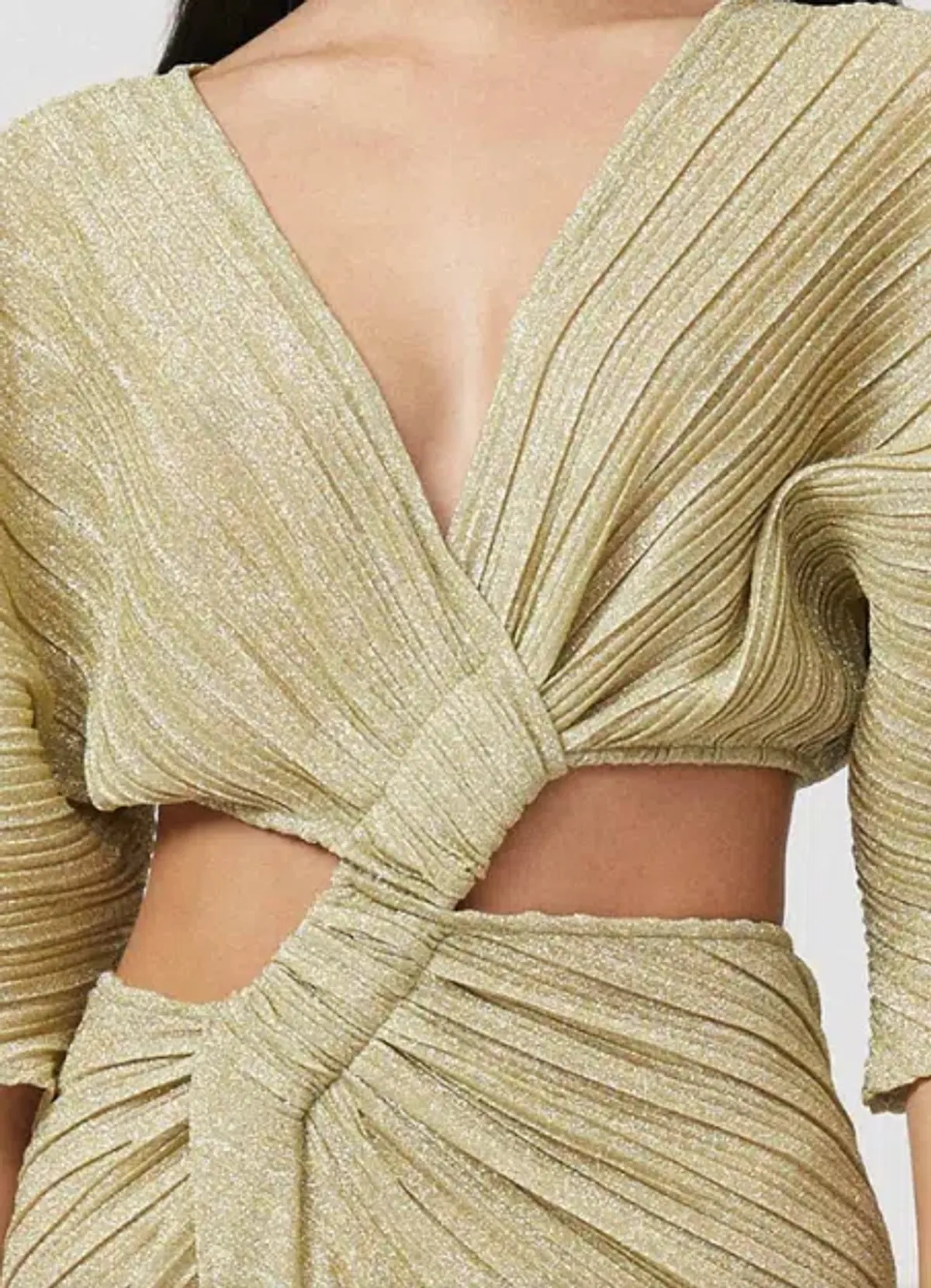 Suboo Stevie Cross-Over Midi Dress Gold Size XS/Au 8  - Image 2